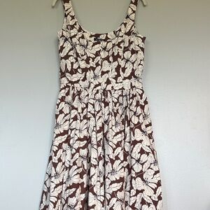 J. Crew Brown and Cream Floral Midi Dress